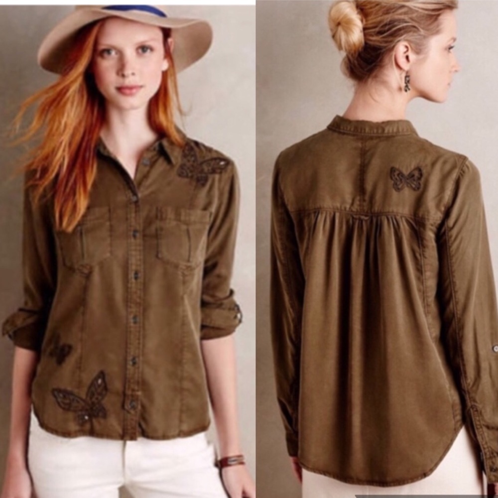 🆕 Anthropologie Holding Horses Button Down Shirt. 100% Lyocell. NWT